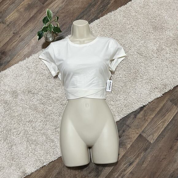 Old Navy Active Medium Sea Salt Powerchill Go-Dry Crossover Cropped Tee NWT - Picture 1 of 6